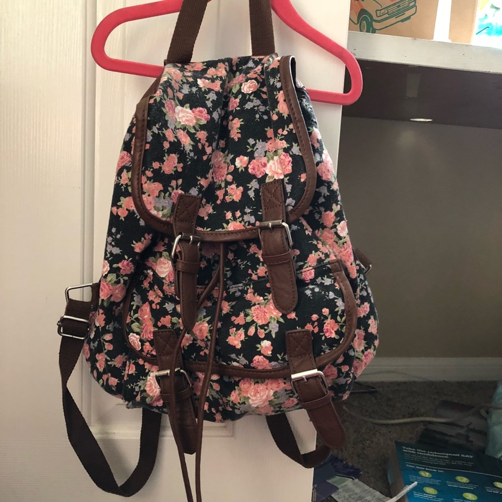 Floral canvas backpack